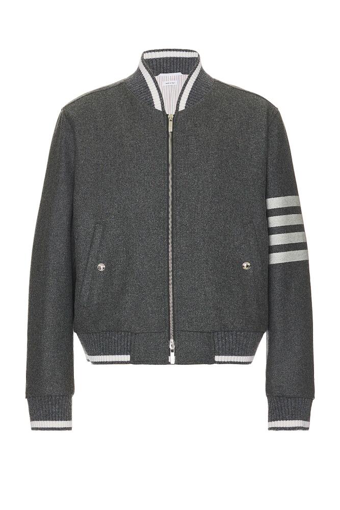 Thom Browne 4 Bar Knit Rib Blouson Jacket in Grey Cover