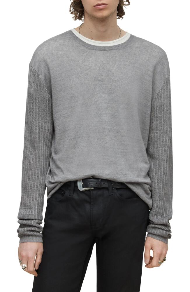 John Varvatos Linen Crewneck Sweater in Silver Grey Cover