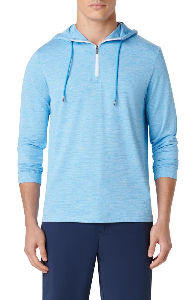 Bugatchi Quarter Zip Performance Hoodie in Azure Cover