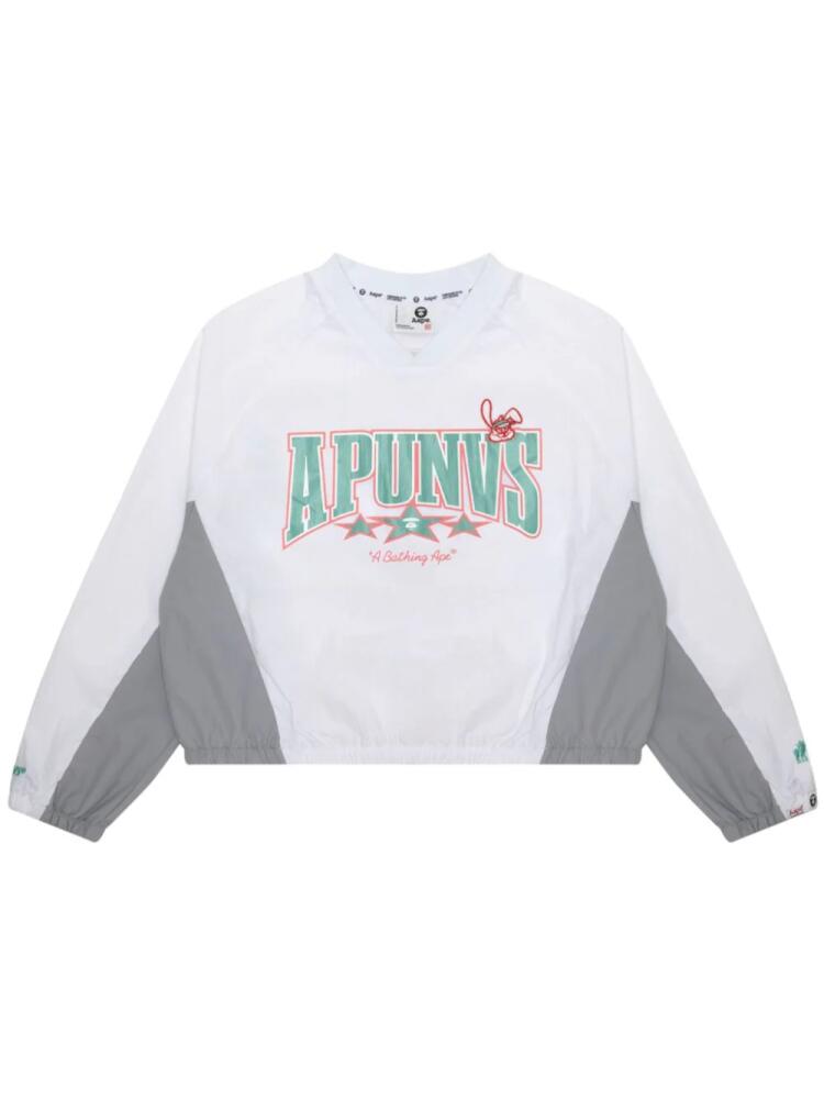 AAPE BY *A BATHING APE® graphic-print V-neck sweatshirt - White Cover