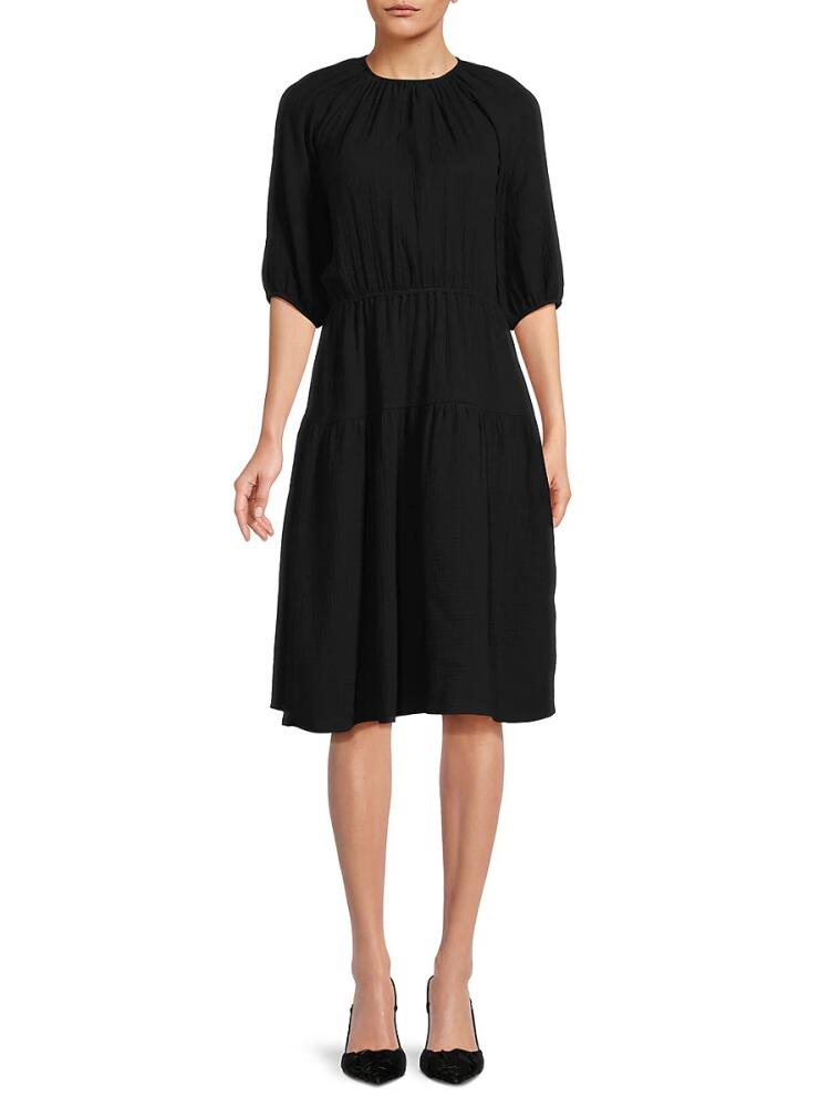 Renee C. Women's Tiered Elbow Sleeve Dress - Black Cover