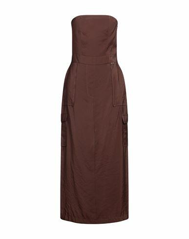 No-nà Woman Midi dress Cocoa Modal, Polyester Cover