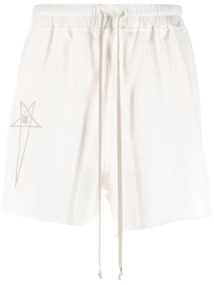 Rick Owens X Champion logo-embroidered cotton track shorts - White Cover