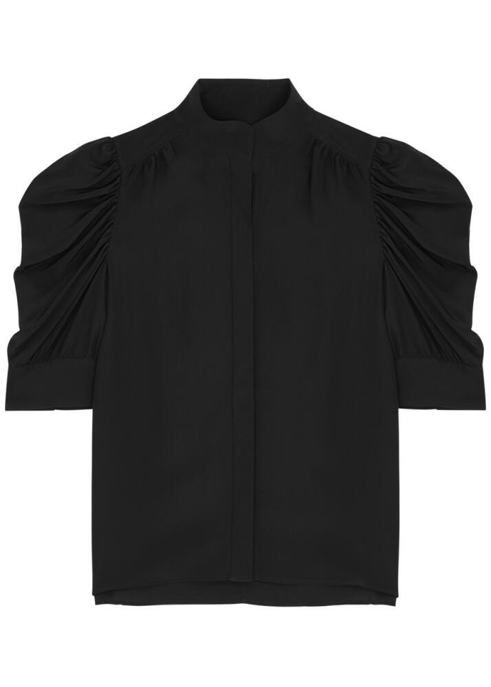 Frame Gillian Puff-sleeve Silk-chiffon Blouse - Black Cover