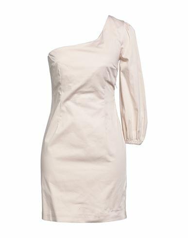 Soallure Woman Mini dress Beige Cotton, Elastane Cover