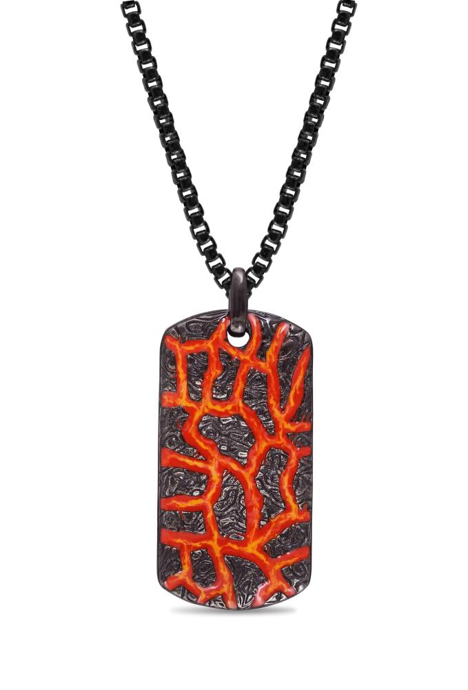 LuvMyJewelry Rivers Of Fire Silver & Red Enamel Tag Necklace in Dark Grey Cover