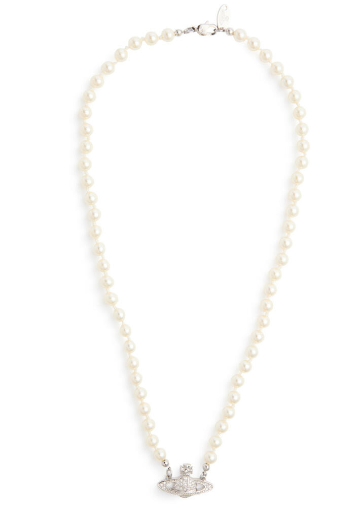 Vivienne Westwood Mini Bas Relief Faux Pearl Necklace - Silver Cover