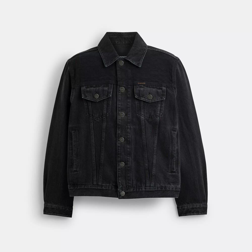 Coach Black Denim Jacket In Organic Cotton Cover