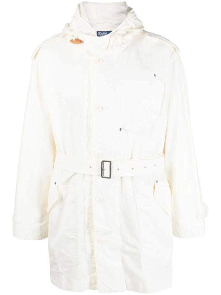 Polo Ralph Lauren belted-waist hooded cotton parka - White Cover