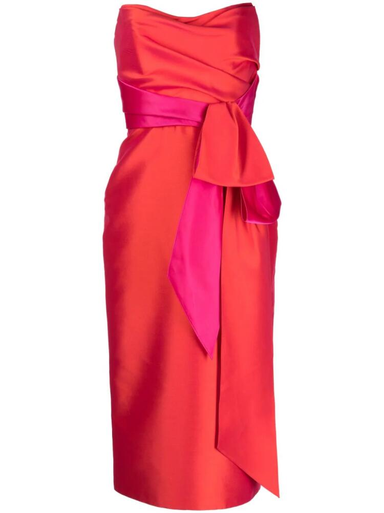 Amsale strapless bow-detail midi dress - Red Cover