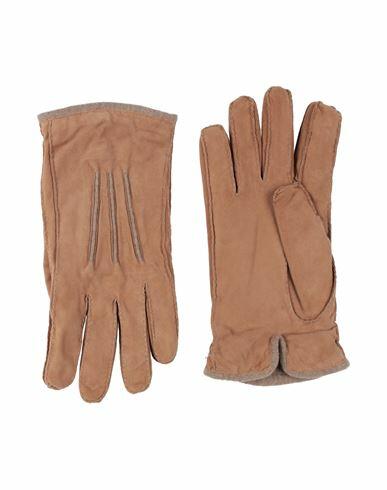 Fedeli Man Gloves Camel Lambskin, Cashmere Cover