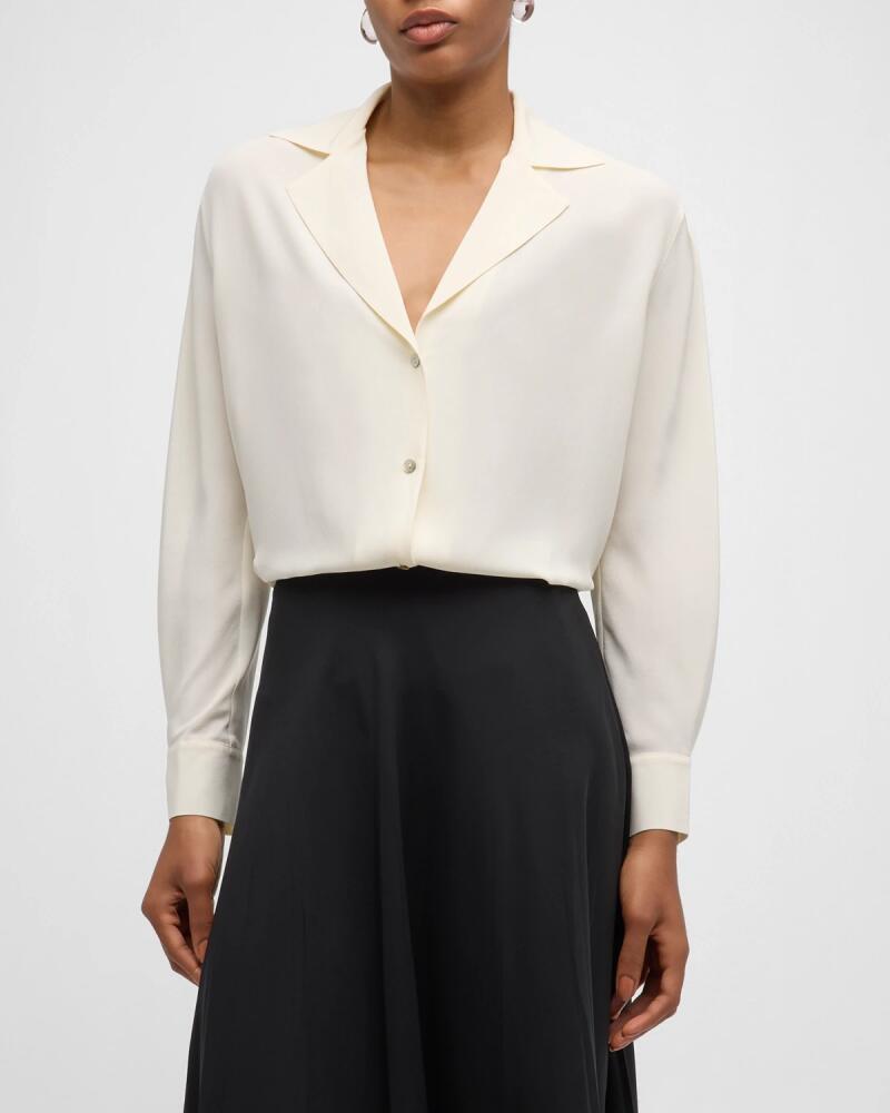 Vince Silk Lapel-Collar Dolman-Sleeve Blouse Cover