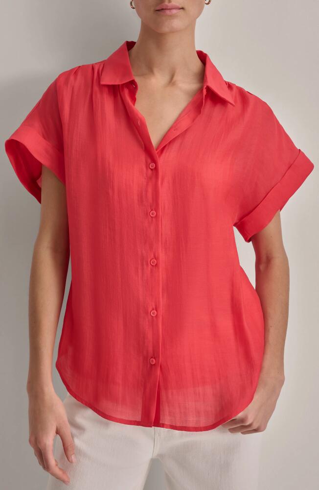 DKNY Organza Camp Shirt in Beach Coral Cover