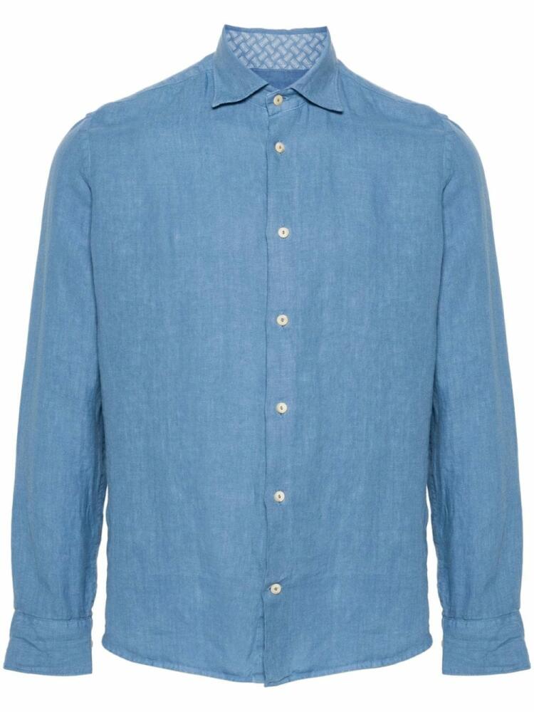 Drumohr classic-collar linen shirt - Blue Cover