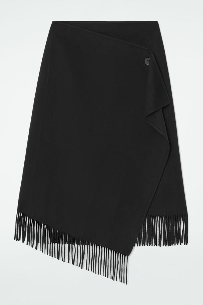 COS FRINGED WOOL MIDI WRAP SKIRT Cover