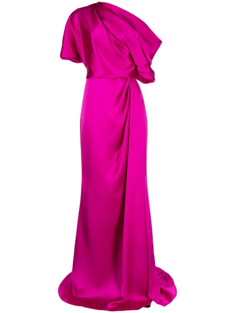 Amsale off-shoulder draped-detail gown - Purple Cover