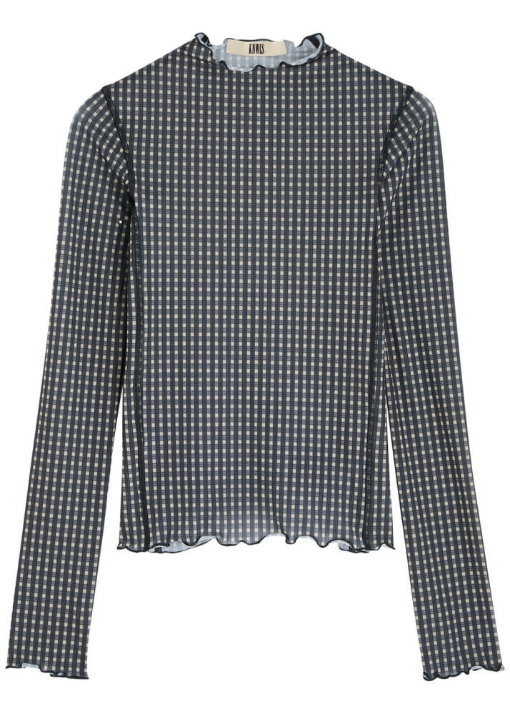 Knwls Halcyon Gingham Stretch-jersey top - Grey Cover