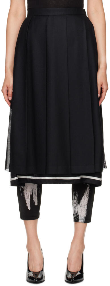 UNDERCOVER Black Pleated Midi Skirt Cover