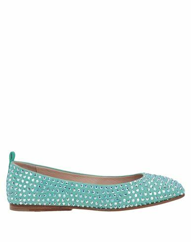 Eddy Daniele Woman Ballet flats Turquoise Soft Leather, Swarovski Crystal Cover