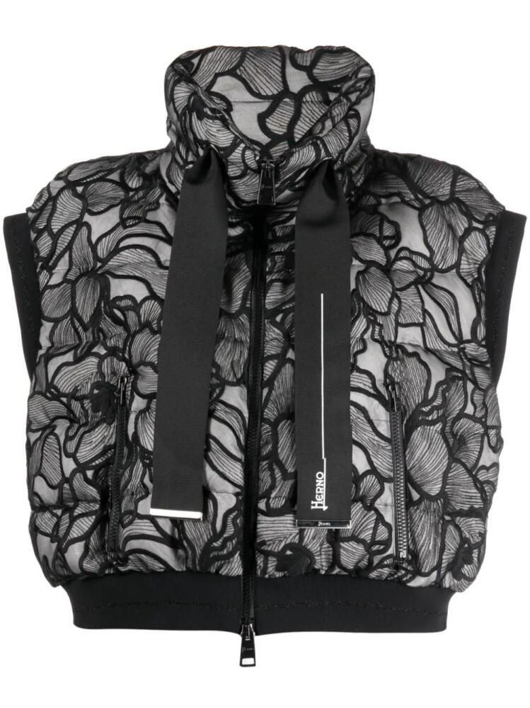 Herno lace-embellished quilted cropped gilet - Black Cover