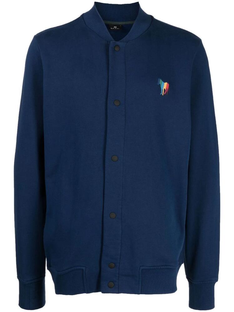 PS Paul Smith embroidered-logo cotton cardigan - Blue Cover