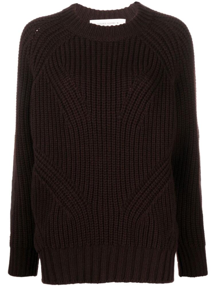 Golden Goose elbow-patch ribbed-knit jumper - Brown Cover