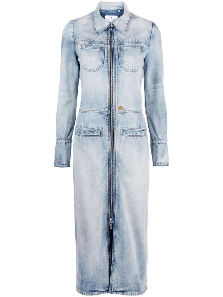 Courrèges knee-length denim jacket - Blue Cover