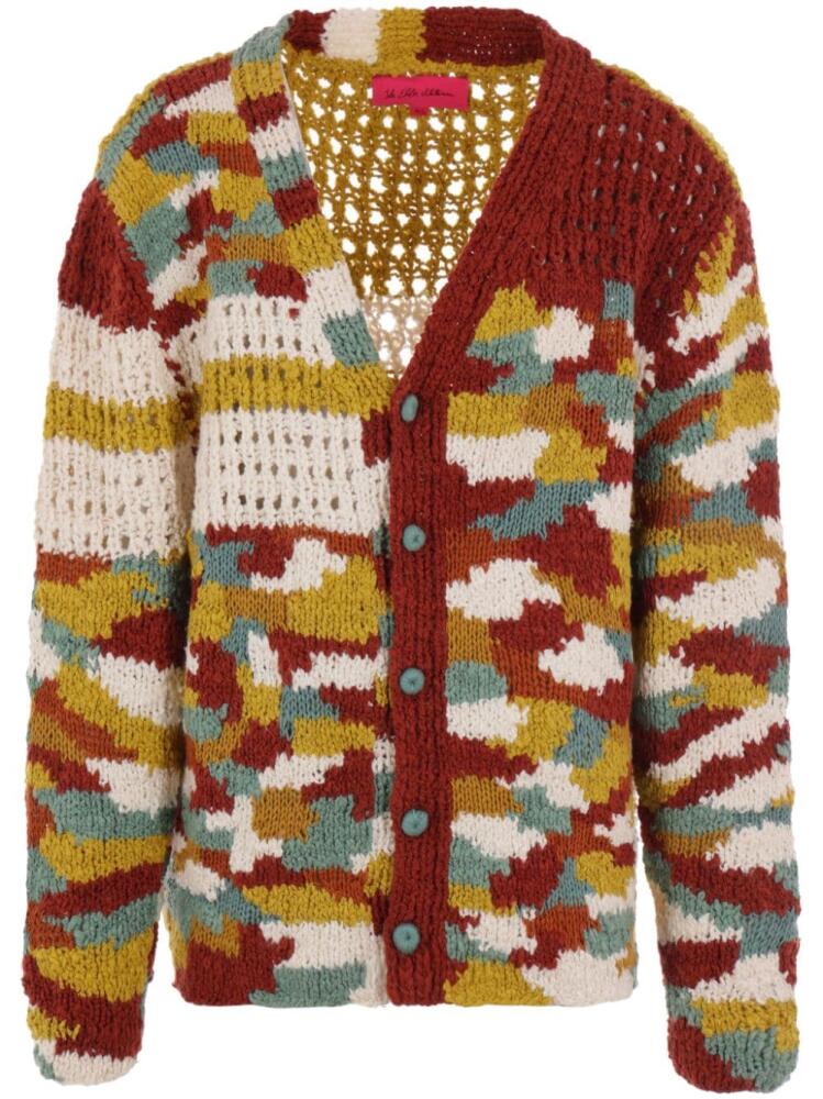 The Elder Statesman multicolour monogram-pattern knitted cardigan - Brown Cover