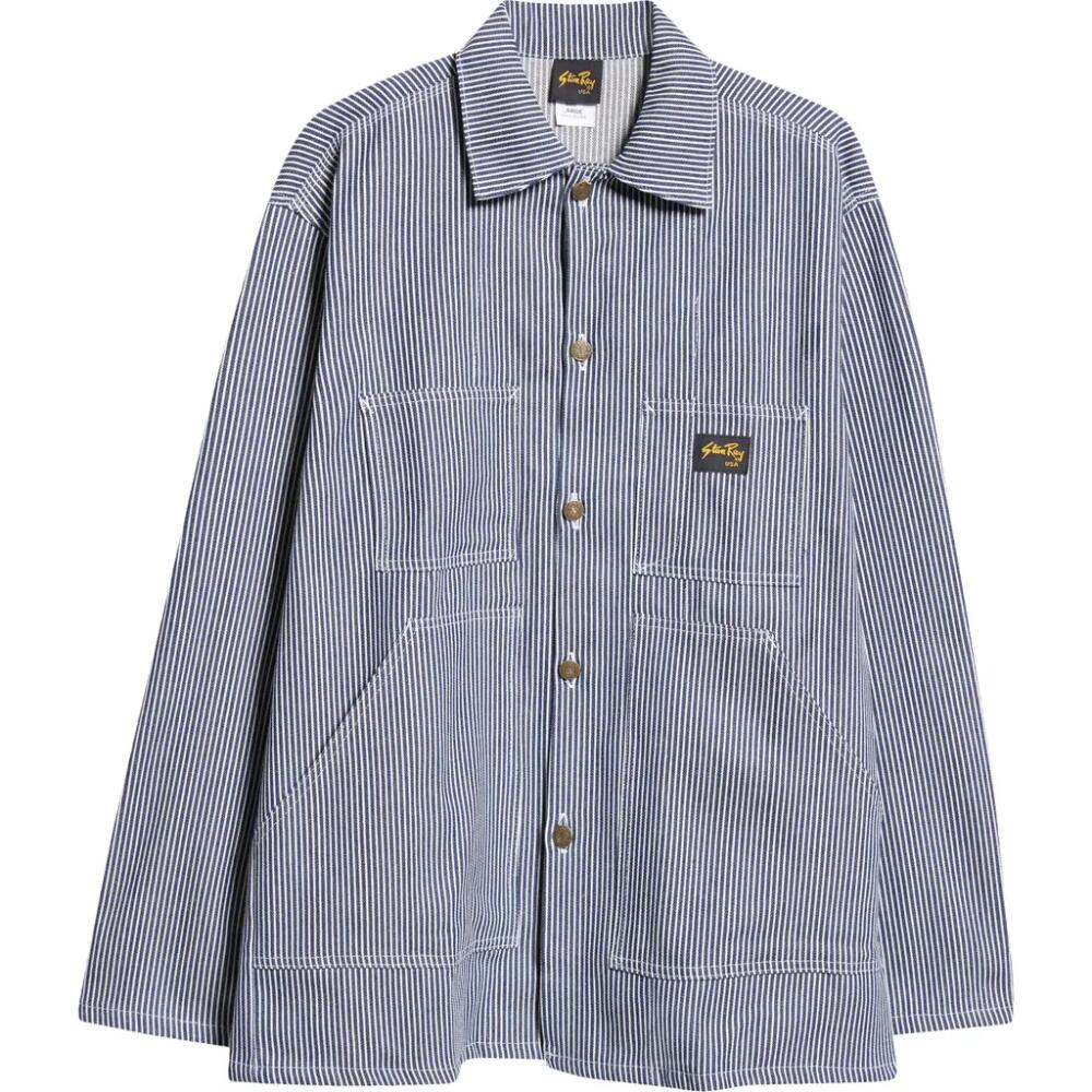 STAN RAY Pinstripe Cotton Button-Up Shop Jacket in Hickory Stripe Cover