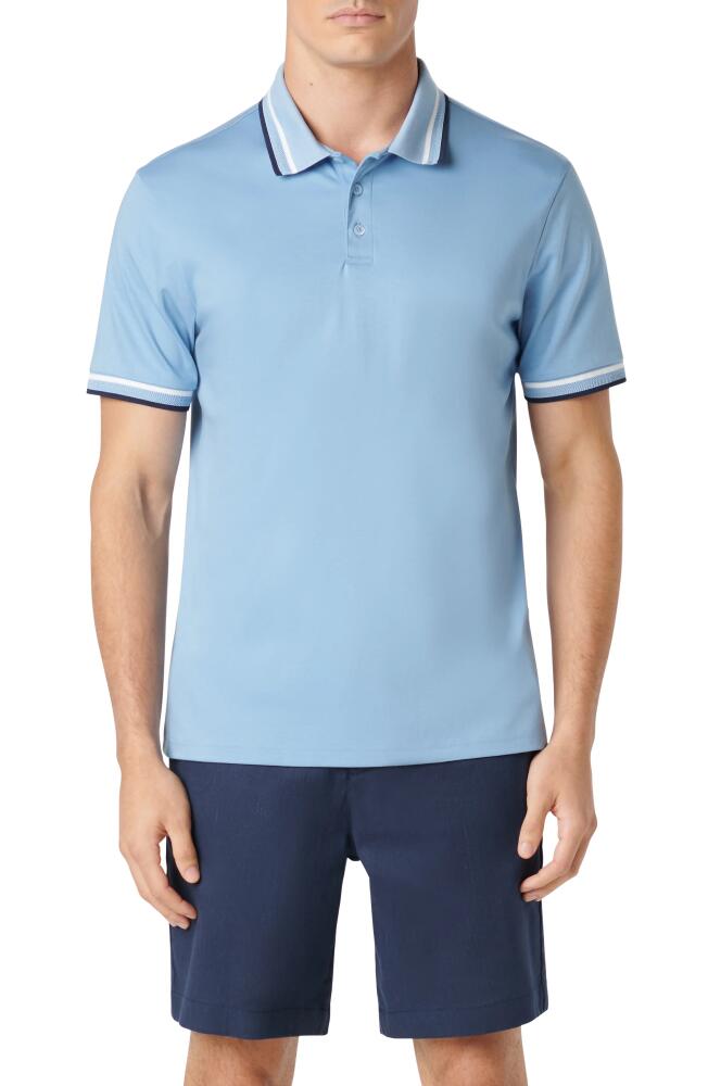 Bugatchi Tipped Short Sleeve Cotton Polo in Air Blue Cover