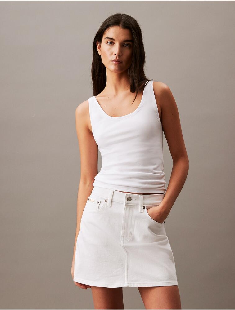 Calvin Klein Women's Denim Mini Skirt - White Cover