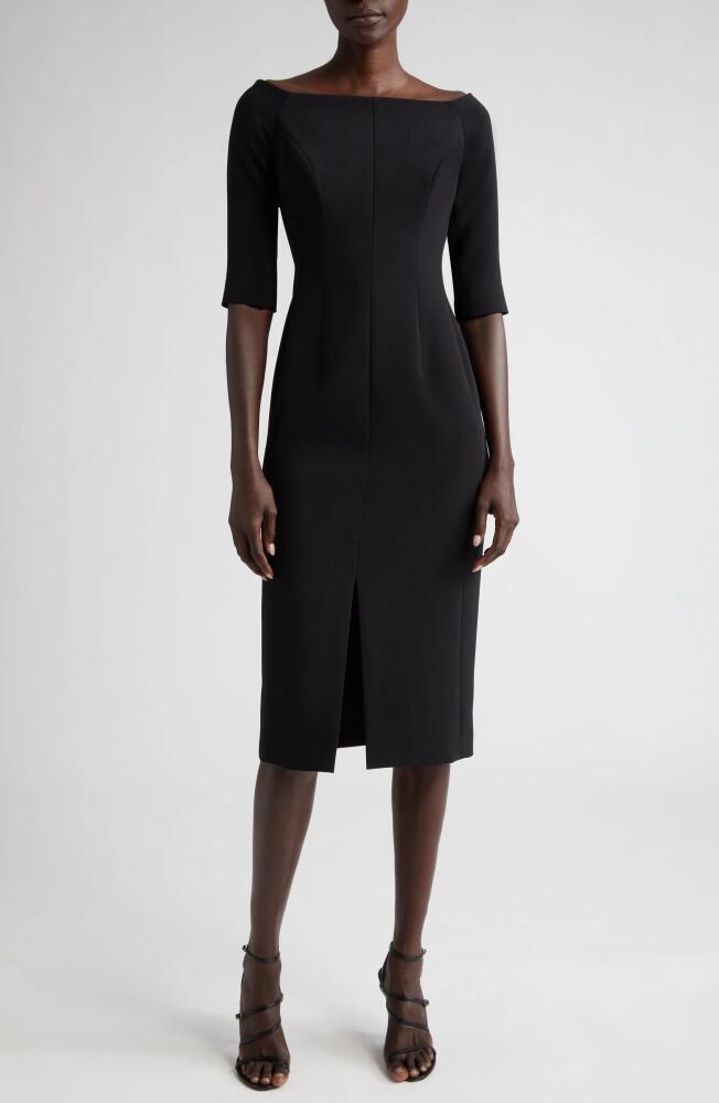 Carolina Herrera Off the Shoulder Crepe Sheath Dress in Black Cover