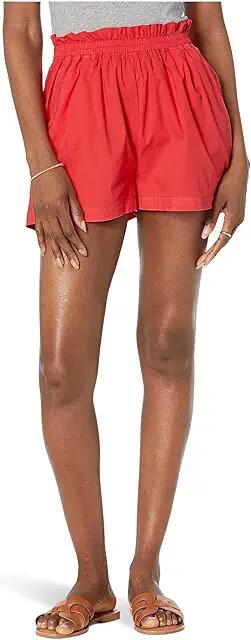 MONROW Poplin Paperbag Shorts (Fire Coral) Women's Shorts Cover