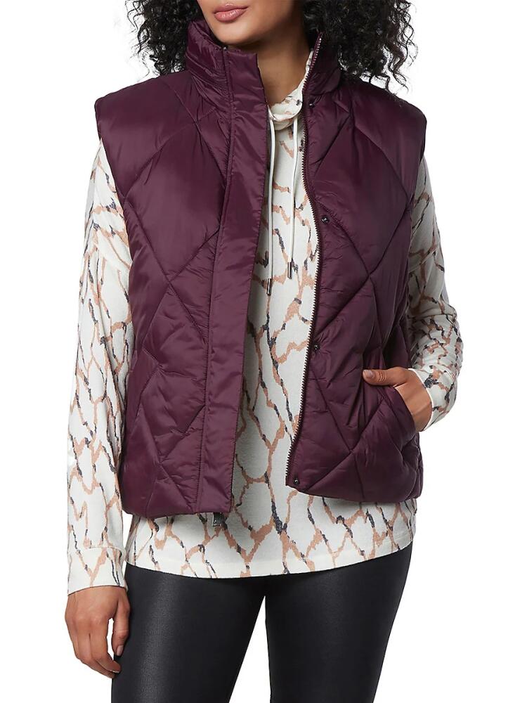 Andrew Marc Women's Diamond Quilted Puffer Vest - Burgundy Cover