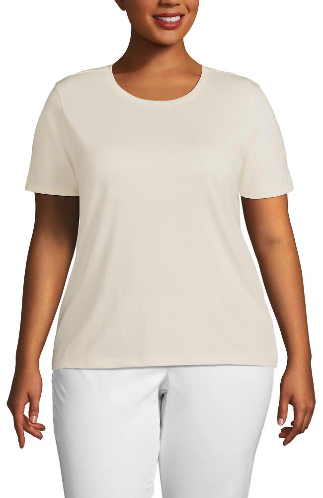 Lands' End Plus Size Relaxed Supima Cotton Crew Neck T-Shirt in Fresh Ivory Cover