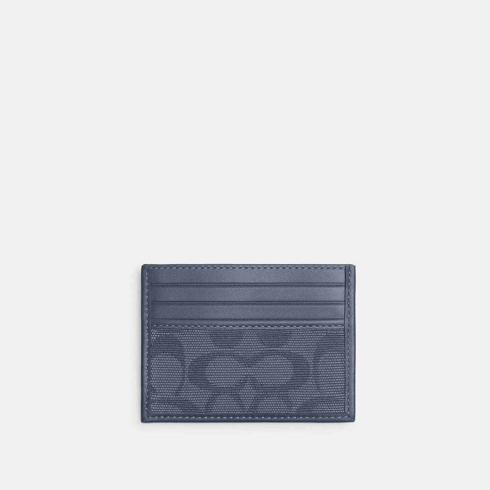 Coach Refined Card Case In Signature Canvas Jacquard Cover