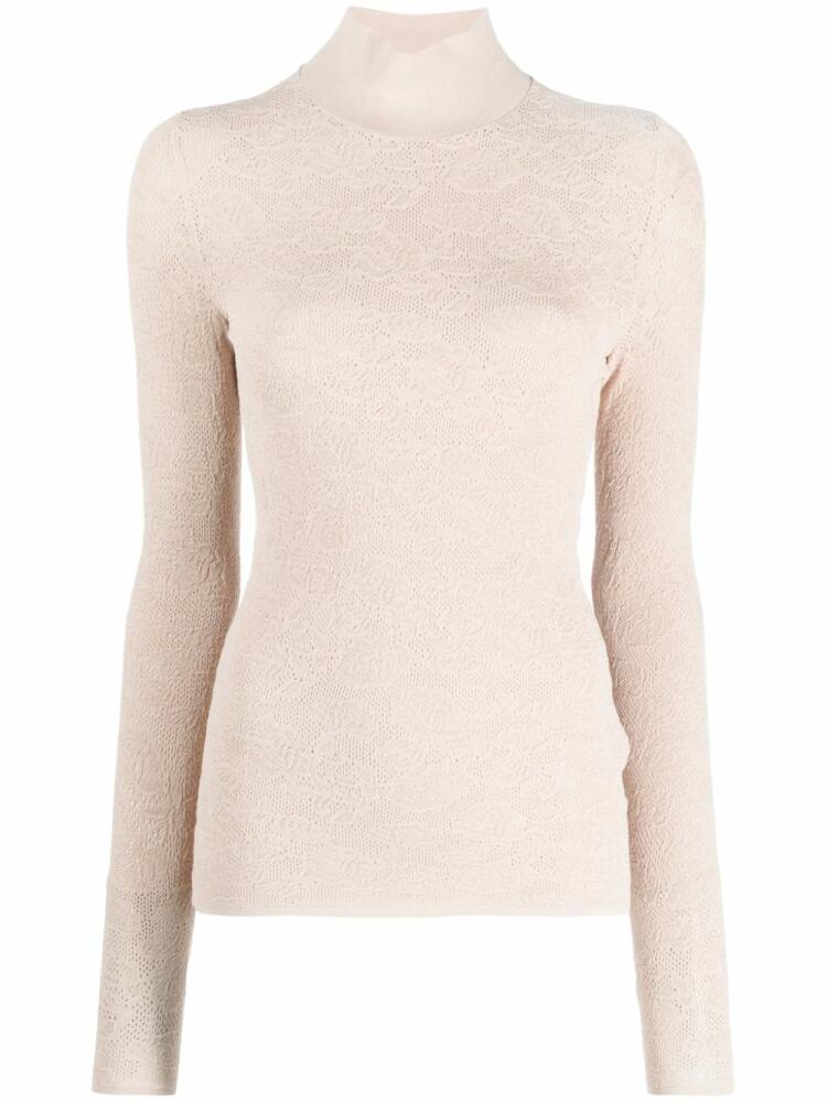 FENDI semi-sheer floral-embroidered jumper - Neutrals Cover