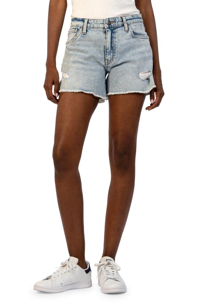 KUT from the Kloth Jane Fray Hem High Waist Denim Shorts in Alight Cover