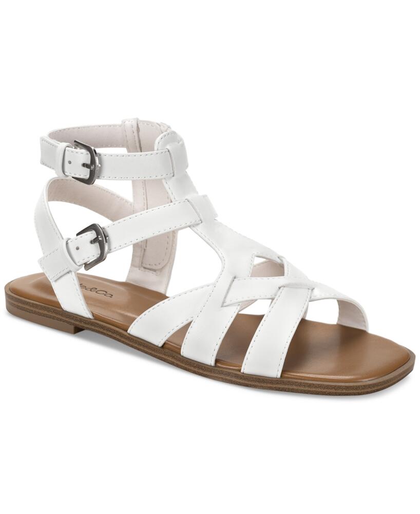 Style & Co Women's Storiee Gladiator Flat Sandals, Created for Macy's - White Smooth Cover