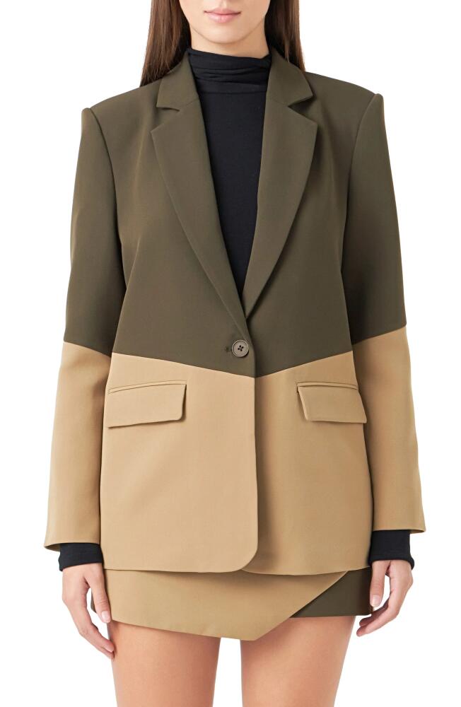 Endless Rose Colorblock Blazer in Khaki Cover