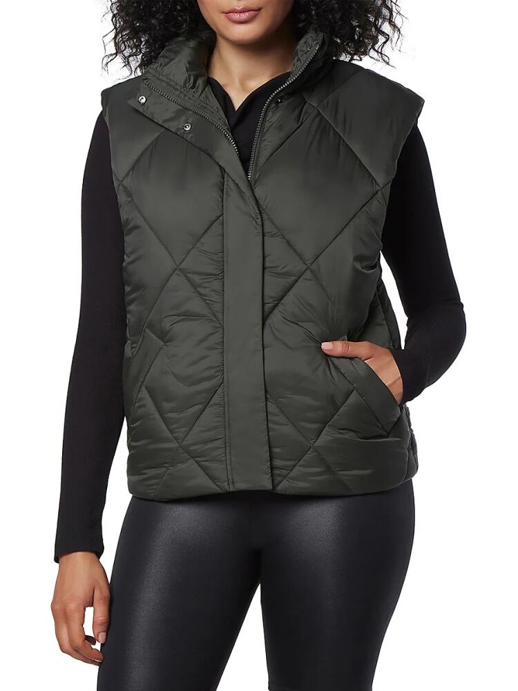 Andrew Marc Women's Diamond Quilted Puffer Vest - Olive Cover