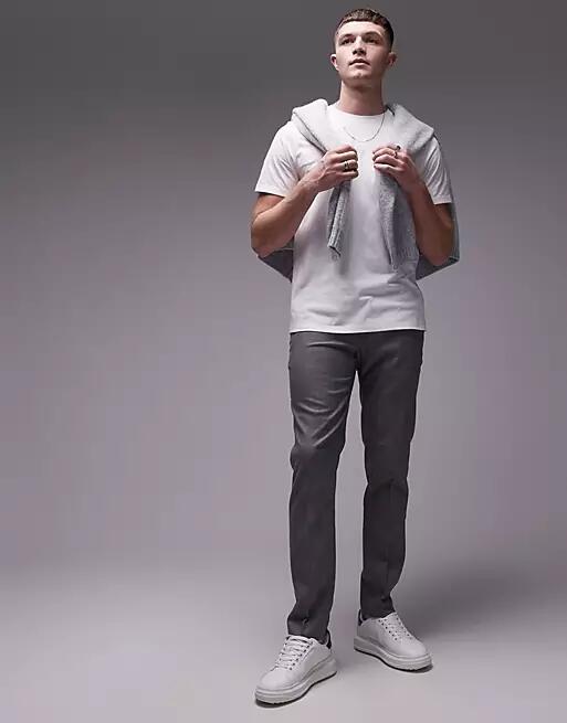 Topman stretch skinny pants in gray Cover