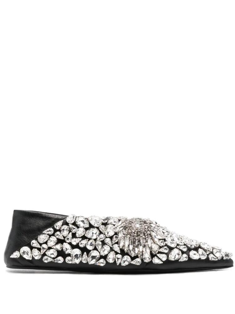 Jil Sander crystal-embellished ballerina shoes - Black Cover