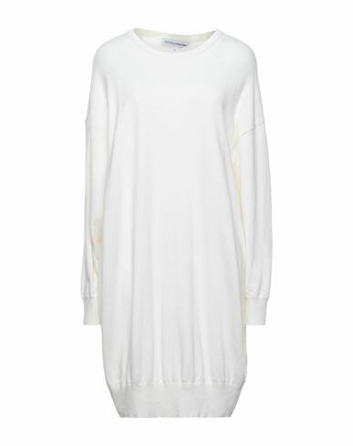 European Culture Woman Mini dress White Wool, Viscose, Polyamide, Cashmere Cover