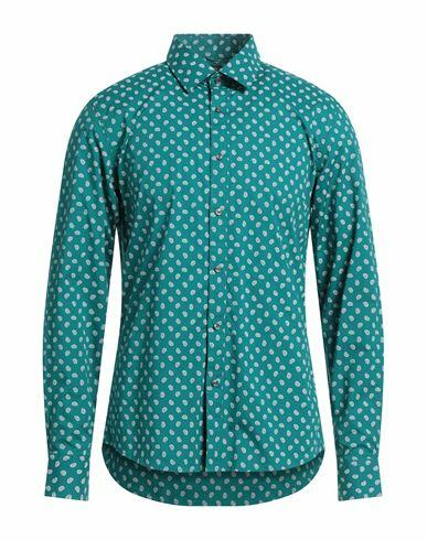 Michael Kors Mens Man Shirt Emerald green Cotton, Elastane Cover