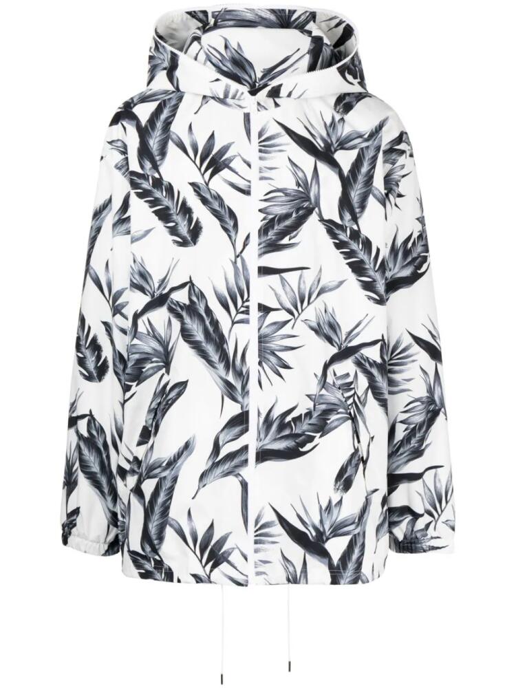 Fumito Ganryu leaf-print hooded jacket - White Cover