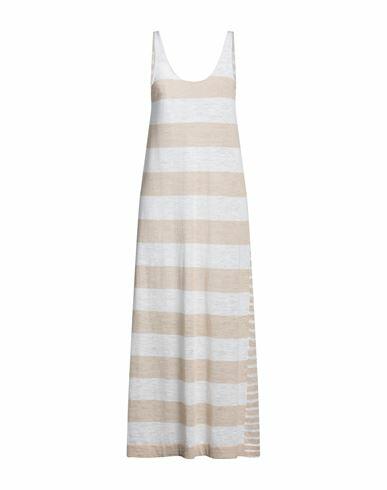 Roberto Collina Woman Maxi dress Beige Linen, Polyester Cover