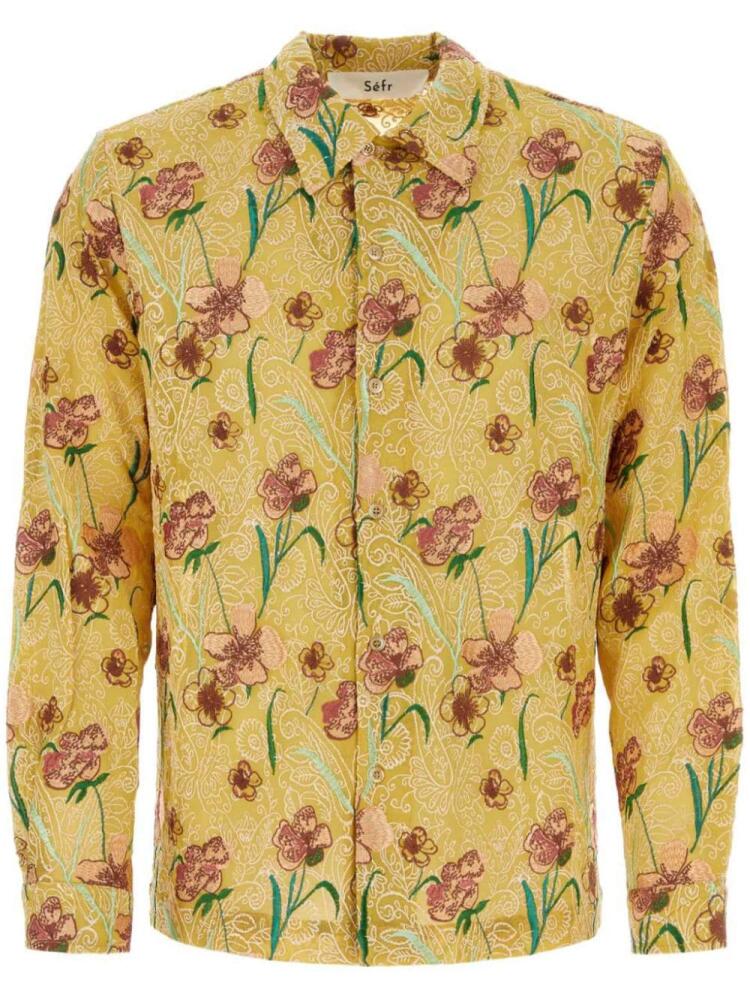 Séfr floral-embroidered shirt - Yellow Cover