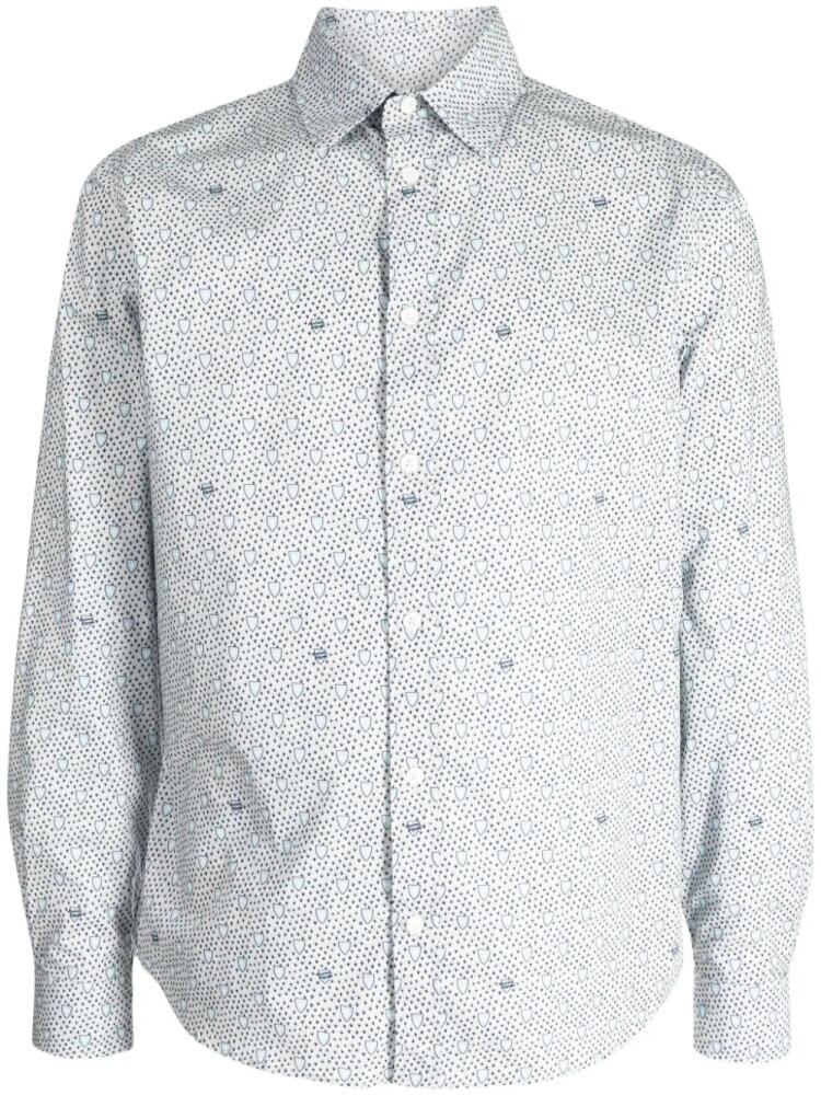 Maison Kitsuné graphic-print cotton shirt - Blue Cover