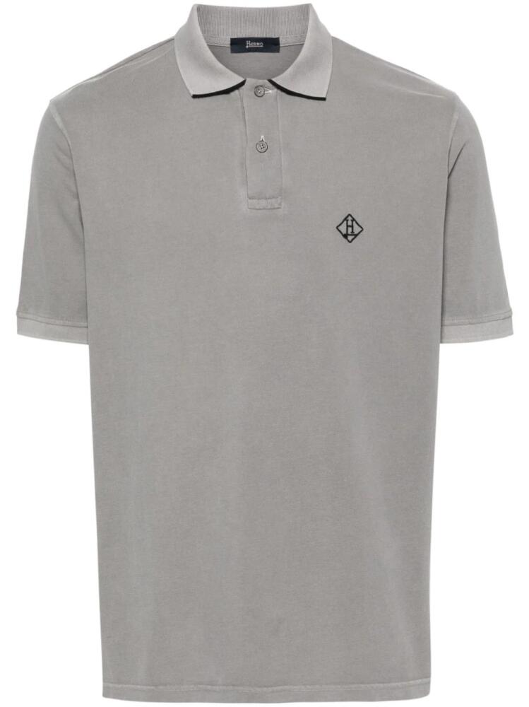 Herno embroidered-logo polo shirt - Grey Cover